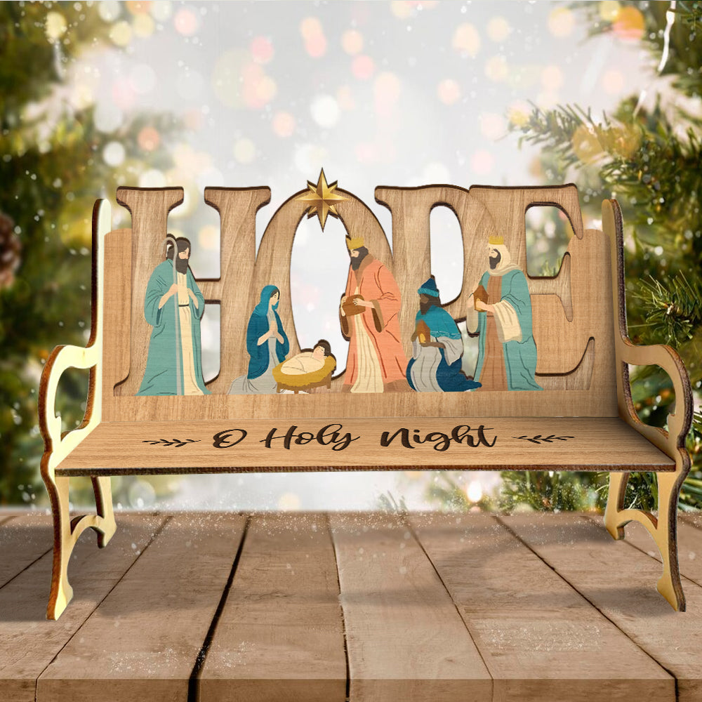 O Holy Night - Christian Wooden Bench