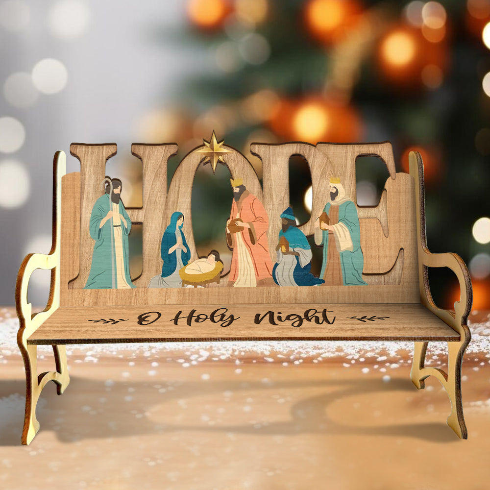 O Holy Night - Christian Wooden Bench
