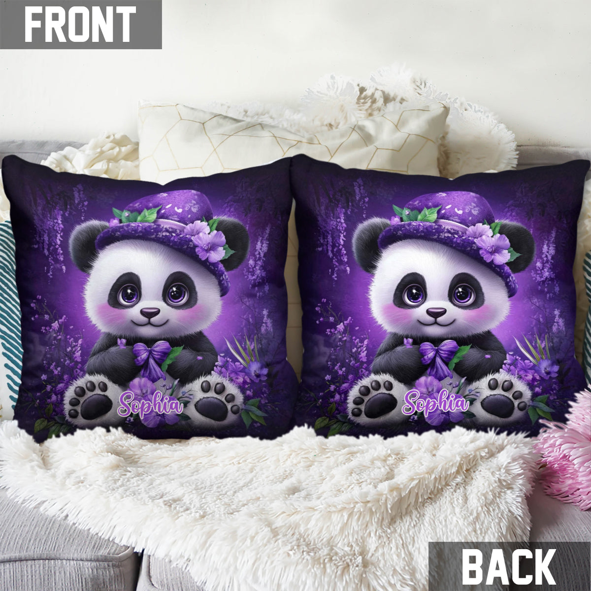 Cute Panda - Personalized Panda Lover Throw Pillow