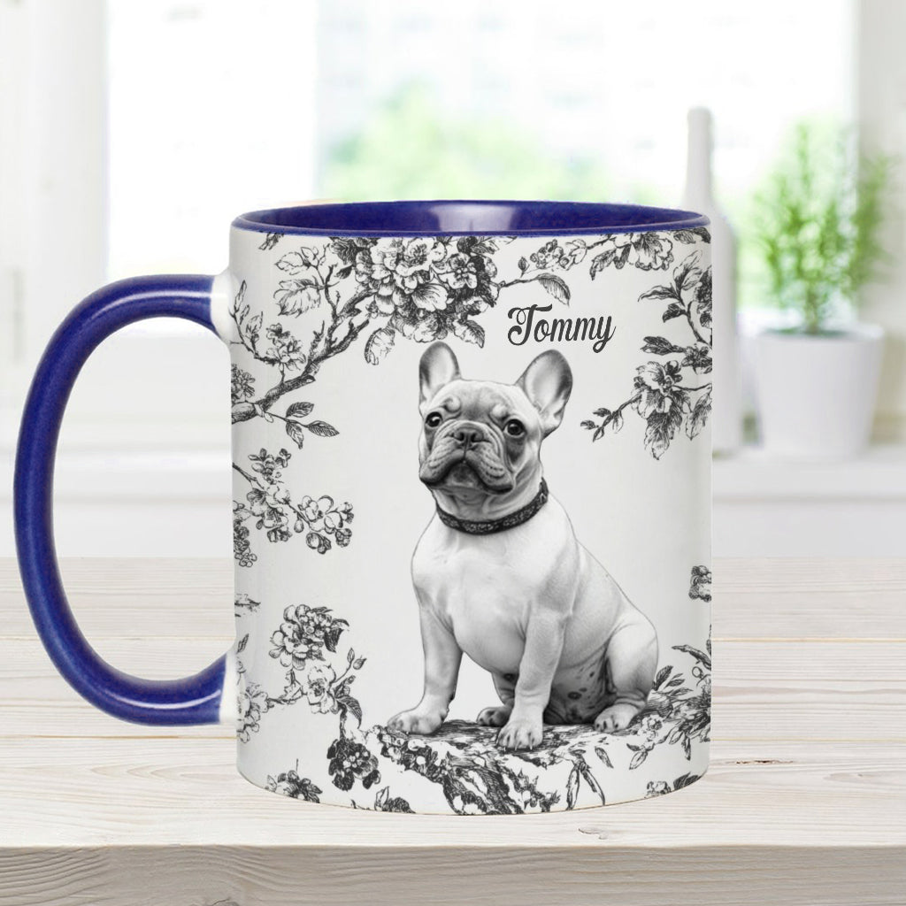 Custom Photo Puppy Toile de Jouy - Personalized Dog Accent Mug