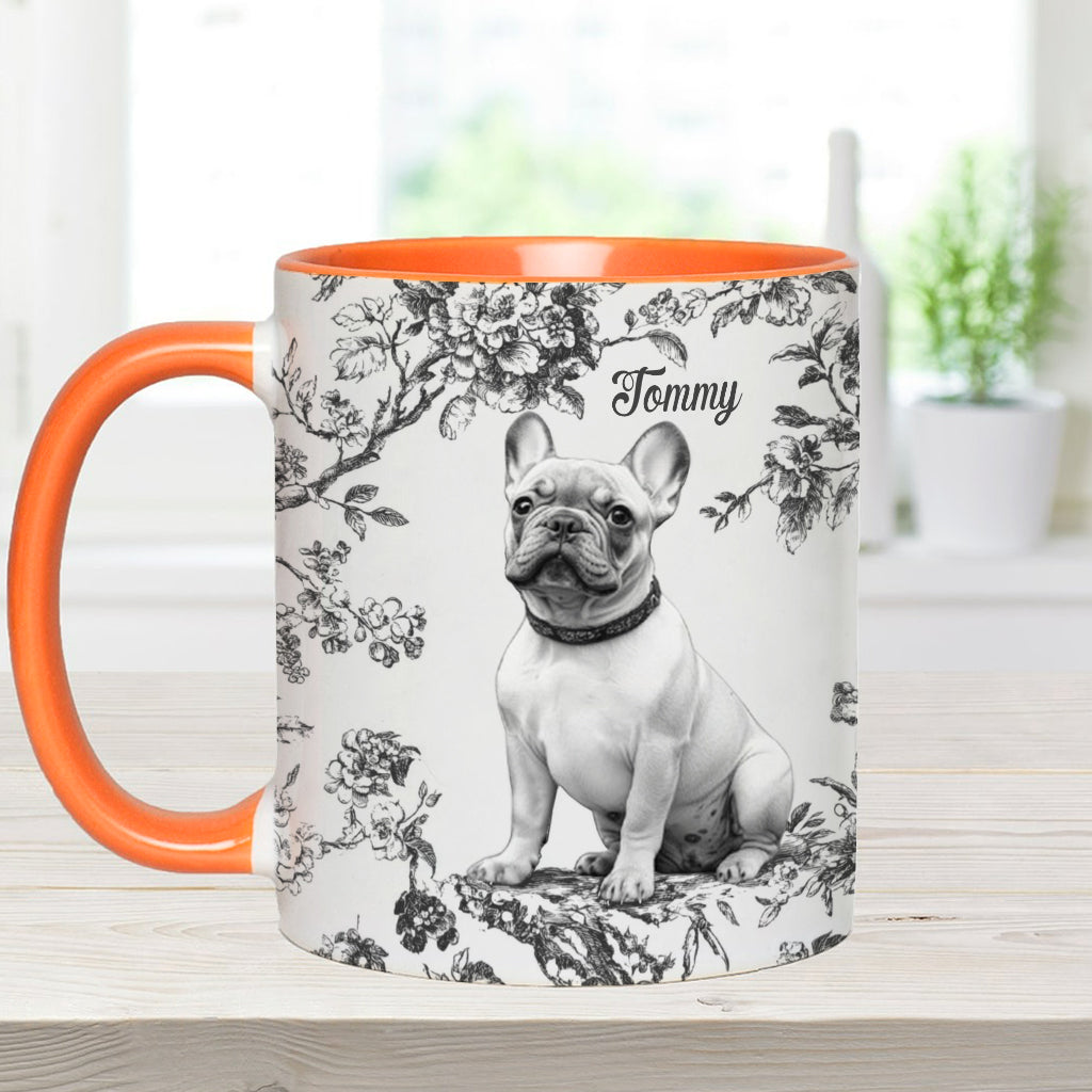 Custom Photo Puppy Toile de Jouy - Personalized Dog Accent Mug