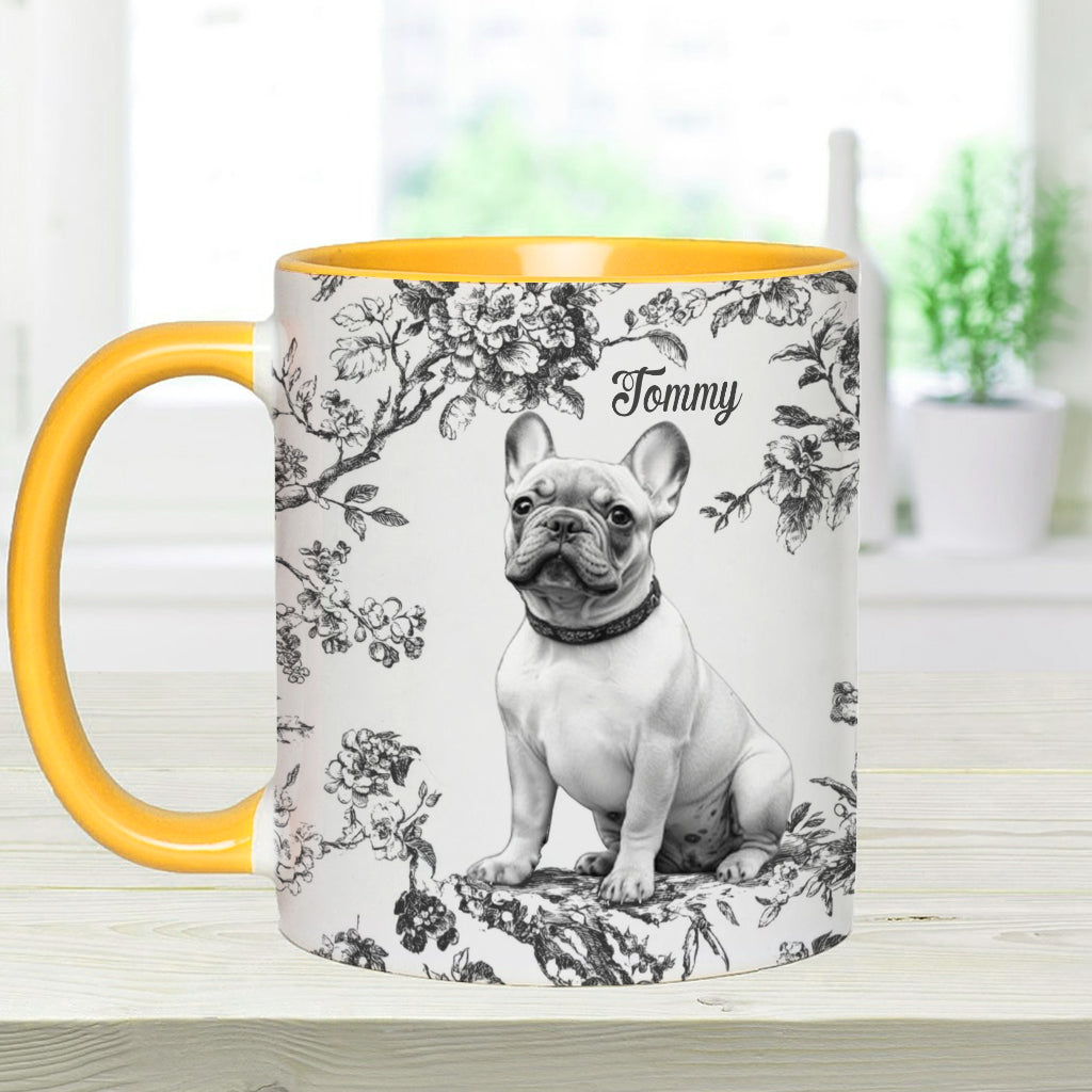 Custom Photo Puppy Toile de Jouy - Personalized Dog Accent Mug