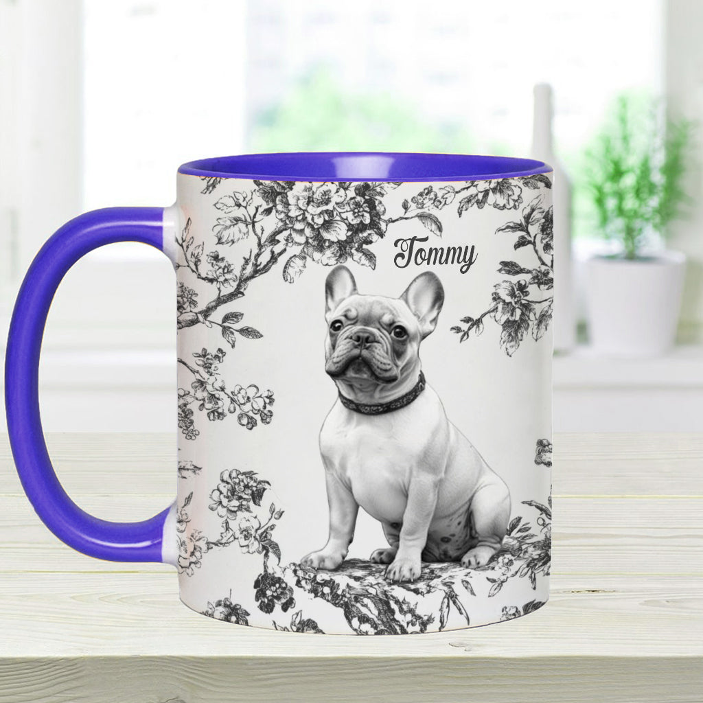 Custom Photo Puppy Toile de Jouy - Personalized Dog Accent Mug