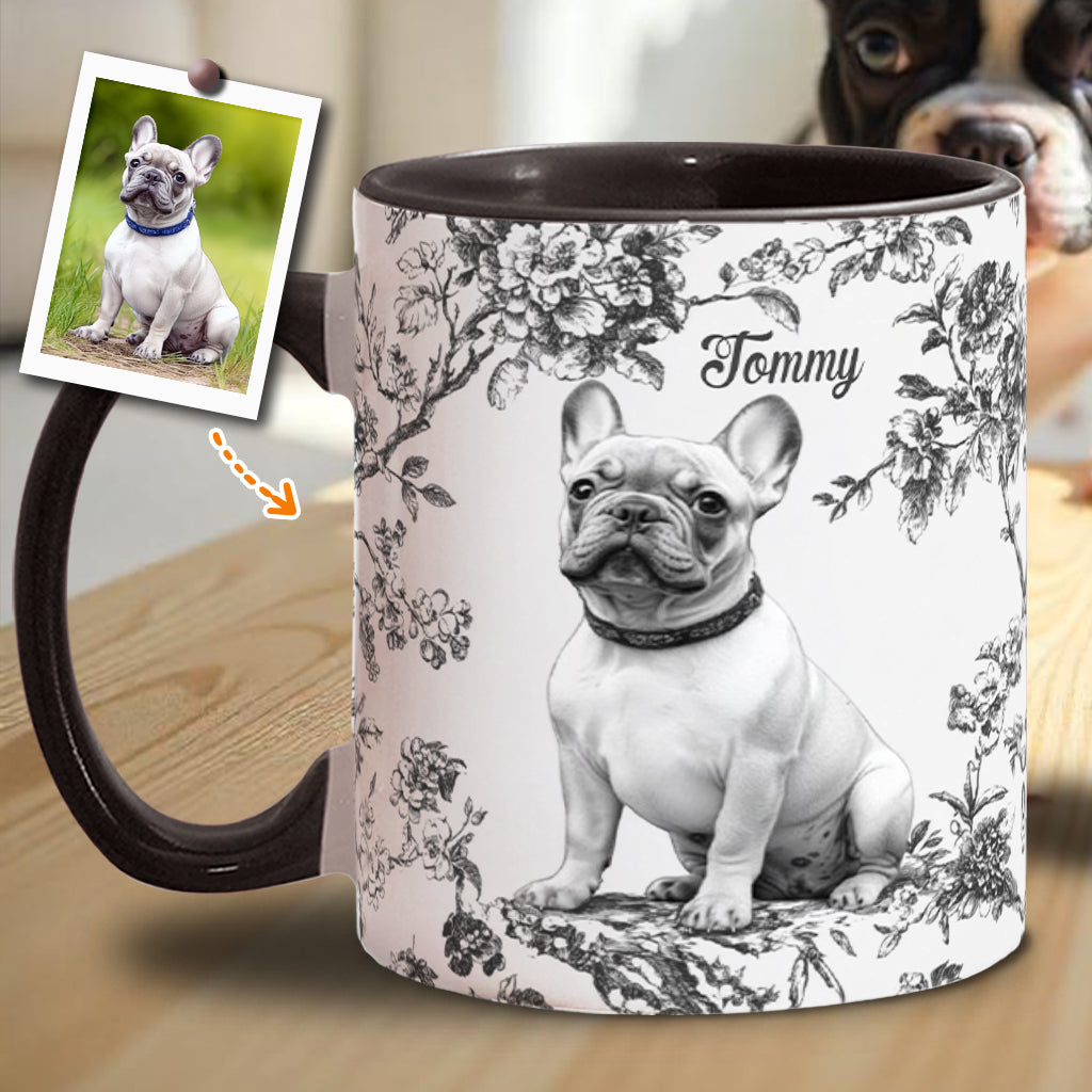 Custom Photo Puppy Toile de Jouy - Personalized Dog Accent Mug