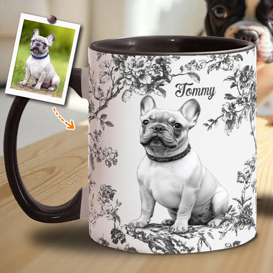 Custom Photo Puppy Toile de Jouy - Personalized Dog Accent Mug