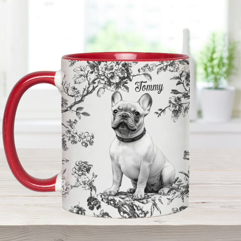 Custom Photo Puppy Toile de Jouy - Personalized Dog Accent Mug