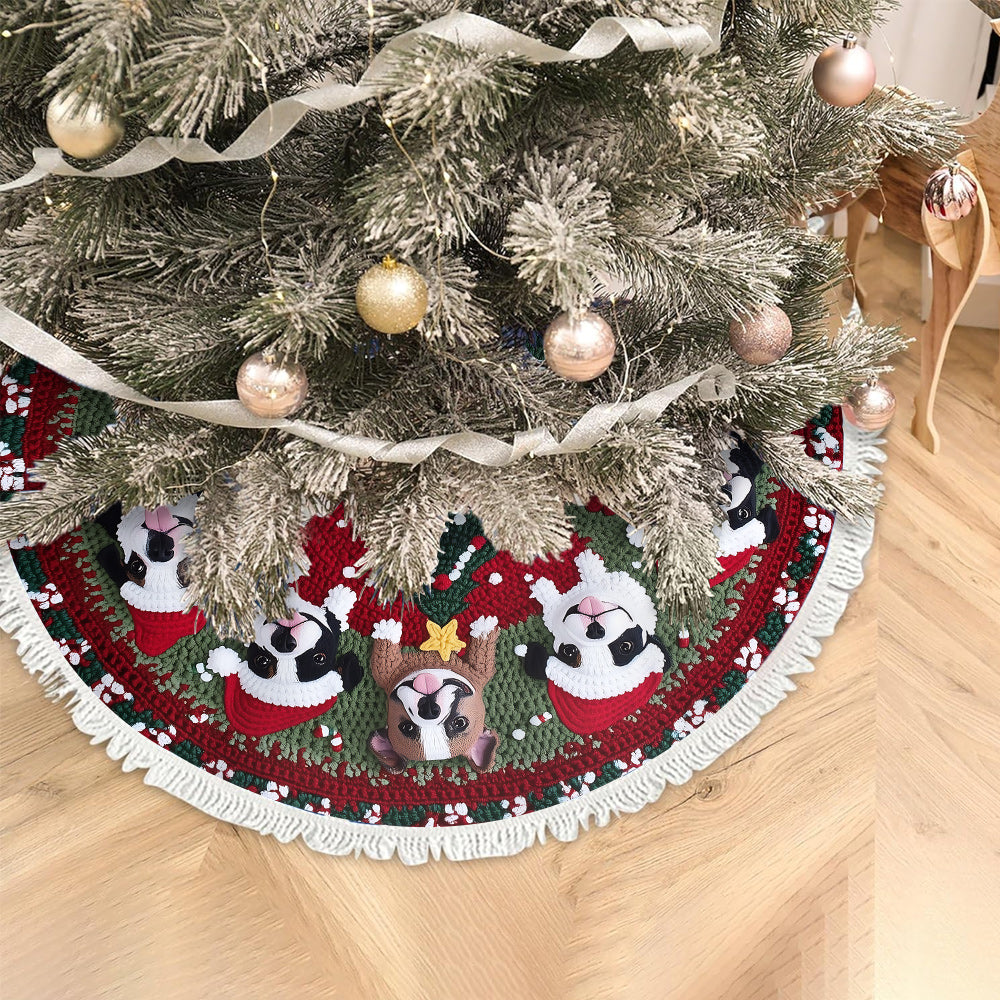 Merry Woofmass Cute Pitbull - Dog Tree Skirt