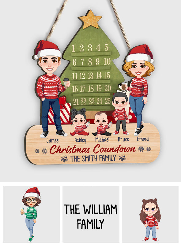 Family Christmas Countdown - Personalized Family Wood Sign