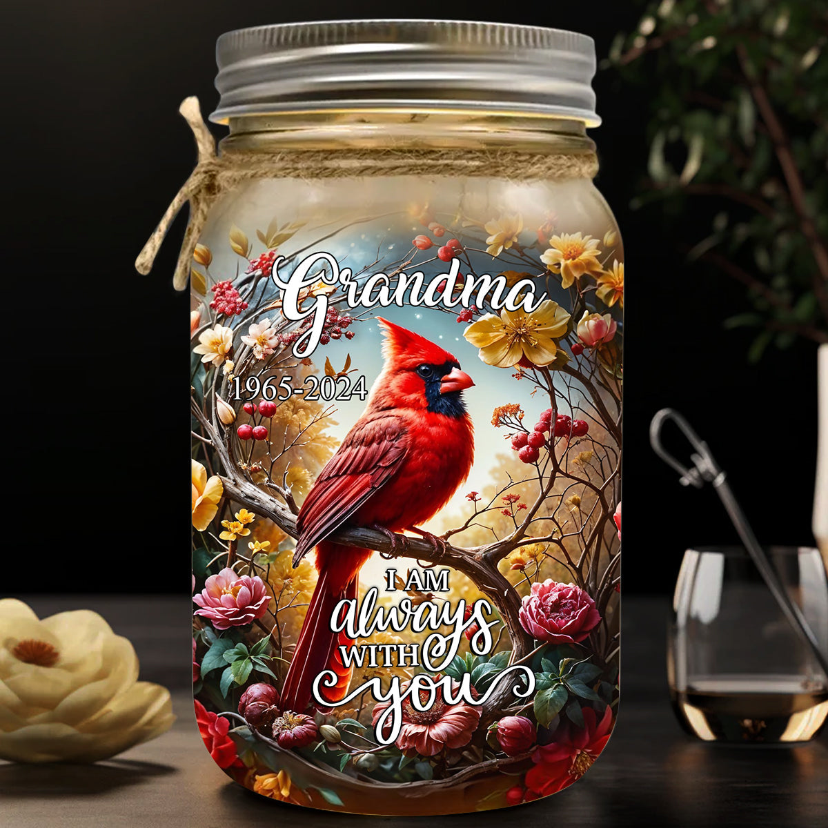 Angel's Whisper - Personalized Memorial Mason Jar Light