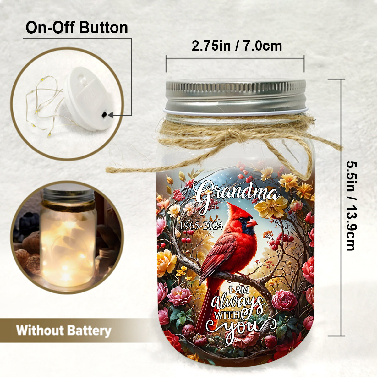 Angel's Whisper - Personalized Memorial Mason Jar Light