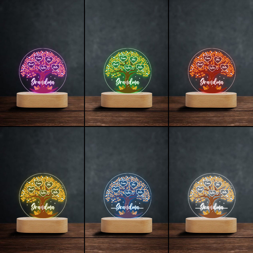 Grandma's Little Hearts - Personalized Grandma Shaped Plaque Light Base