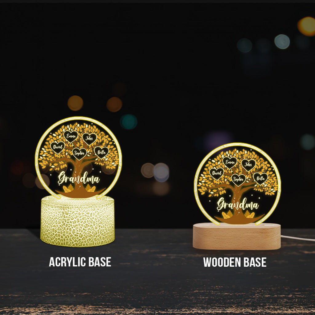 Grandma's Little Hearts - Personalized Grandma Shaped Plaque Light Base