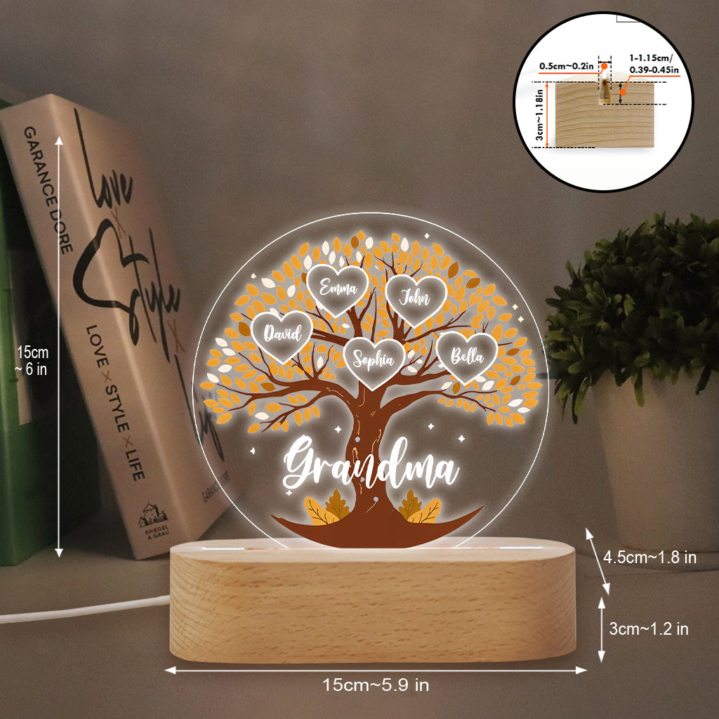Grandma's Little Hearts - Personalized Grandma Shaped Plaque Light Base