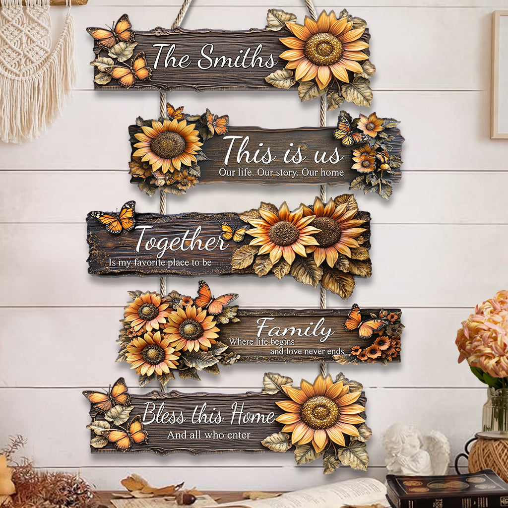 This Is Us - Personalized Family Hanging Wood Sign Set