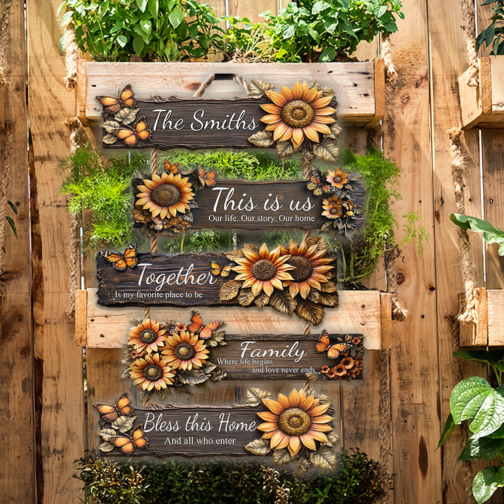 This Is Us - Personalized Family Hanging Wood Sign Set