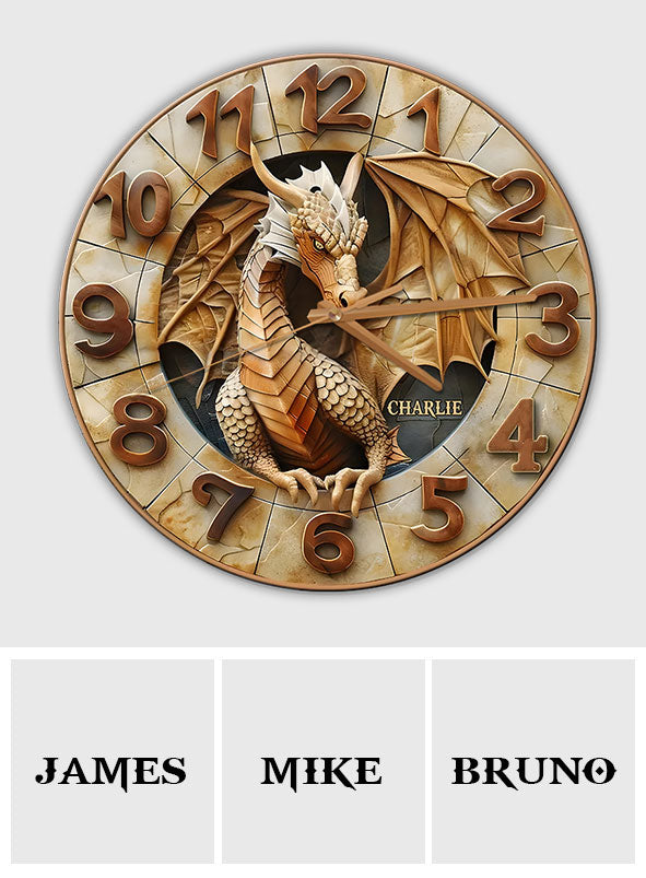 Golden Dragon - Personalized Dragon Wall Clock
