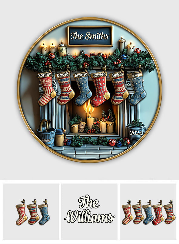 Merry Christmas - Personalized Family Round Rug