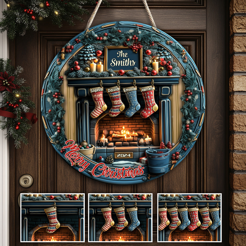 Merry Christmas - Personalized Family Custom Shaped Wood Sign