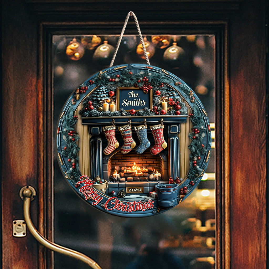 Merry Christmas - Personalized Family Custom Shaped Wood Sign