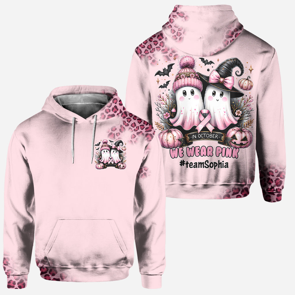 In October We Wear Pink - Personalized Breast Cancer Awareness Hoodie and Leggings