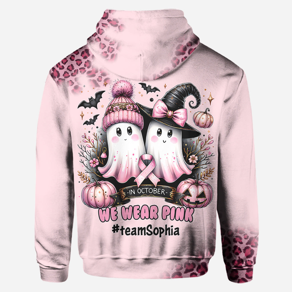 In October We Wear Pink - Personalized Breast Cancer Awareness Hoodie and Leggings