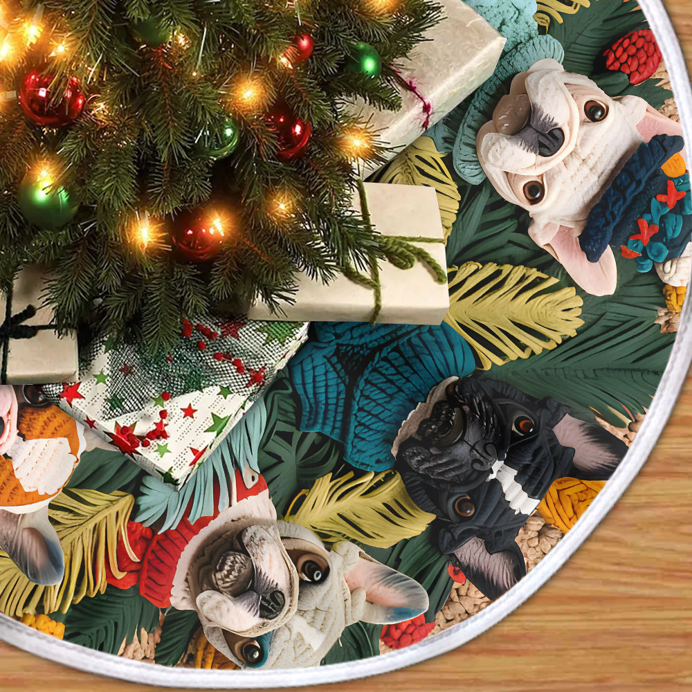 Merry Woofmas Frenchie - French Bulldog Tree Skirt