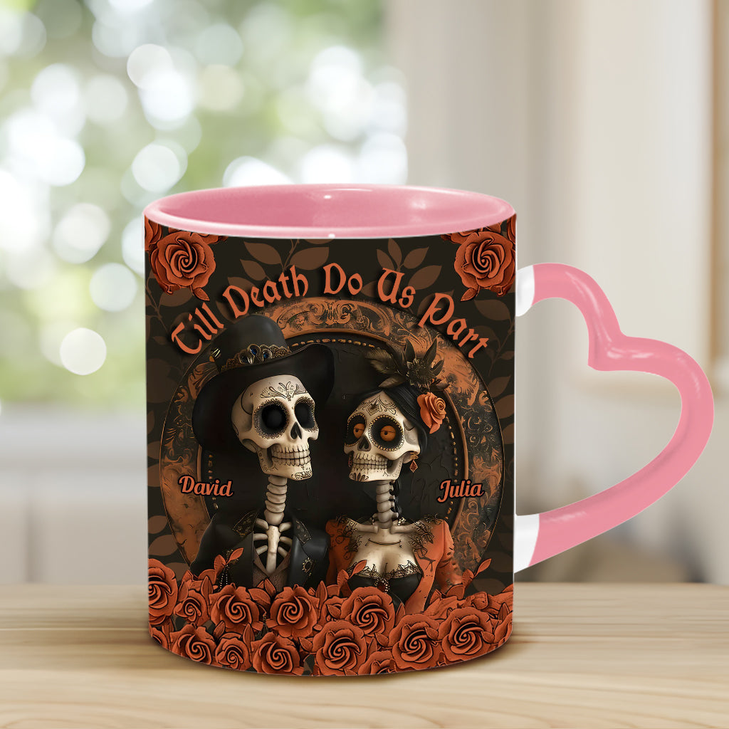Til Death Do Us Part - Personalized Couple Heart Handle Mug