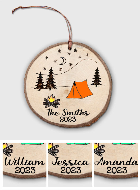 Making Memories One Campsite At A Time - Personalized Camping Slice Wood Ornament