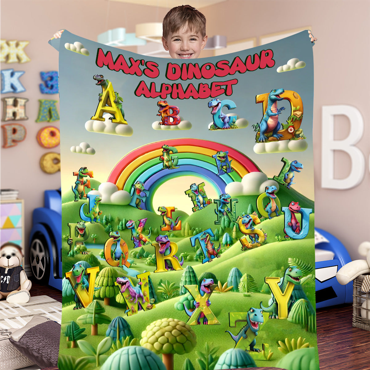 Dinosaur Alphabet - Personalized Kid Blanket