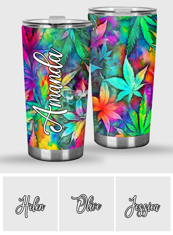Psychedelic Marijuana Leaf - Personalized Weed Tumbler