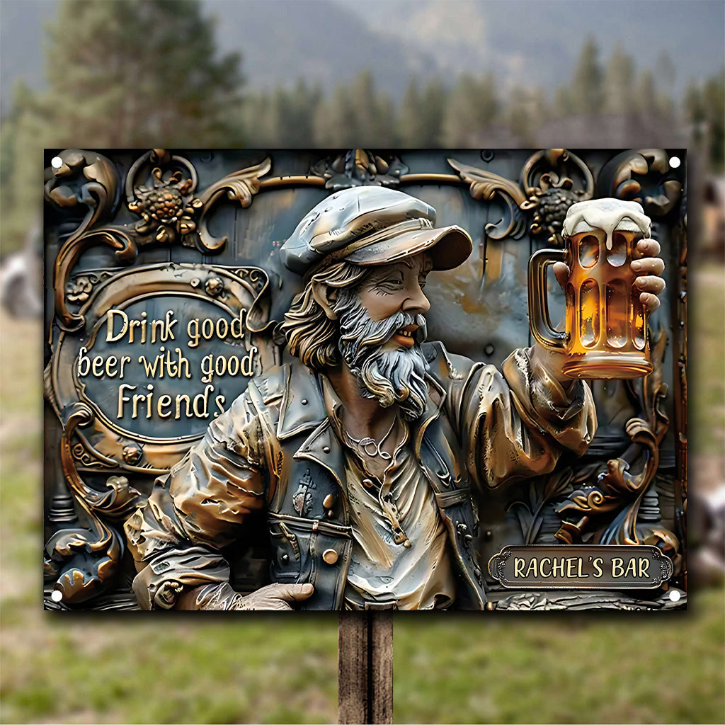 Good Friends Good Beer - Personalized Beer Rectangle Metal Sign