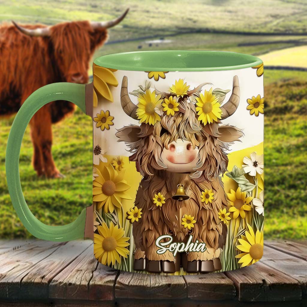 Cute Highland Cow - Personalized Accent Mug