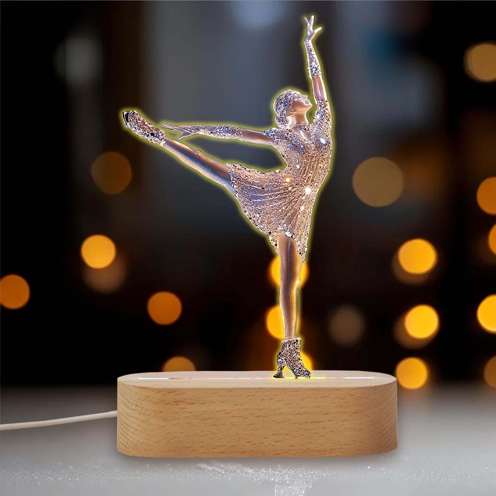 Sparkling Ice Skater - Personalized Ice Skating Shaped Plaque Light Base