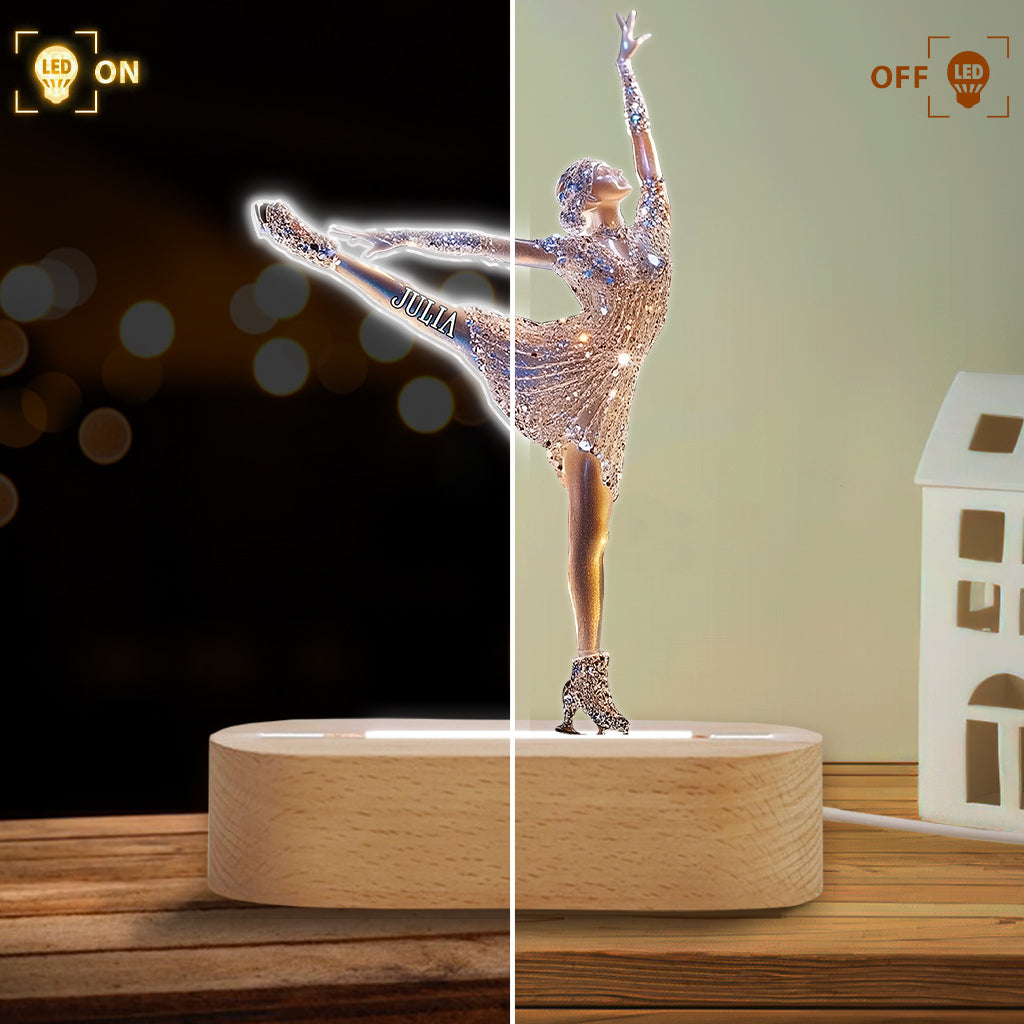 Sparkling Ice Skater - Personalized Ice Skating Shaped Plaque Light Base