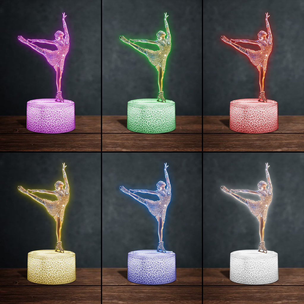 Sparkling Ice Skater - Personalized Ice Skating Shaped Plaque Light Base