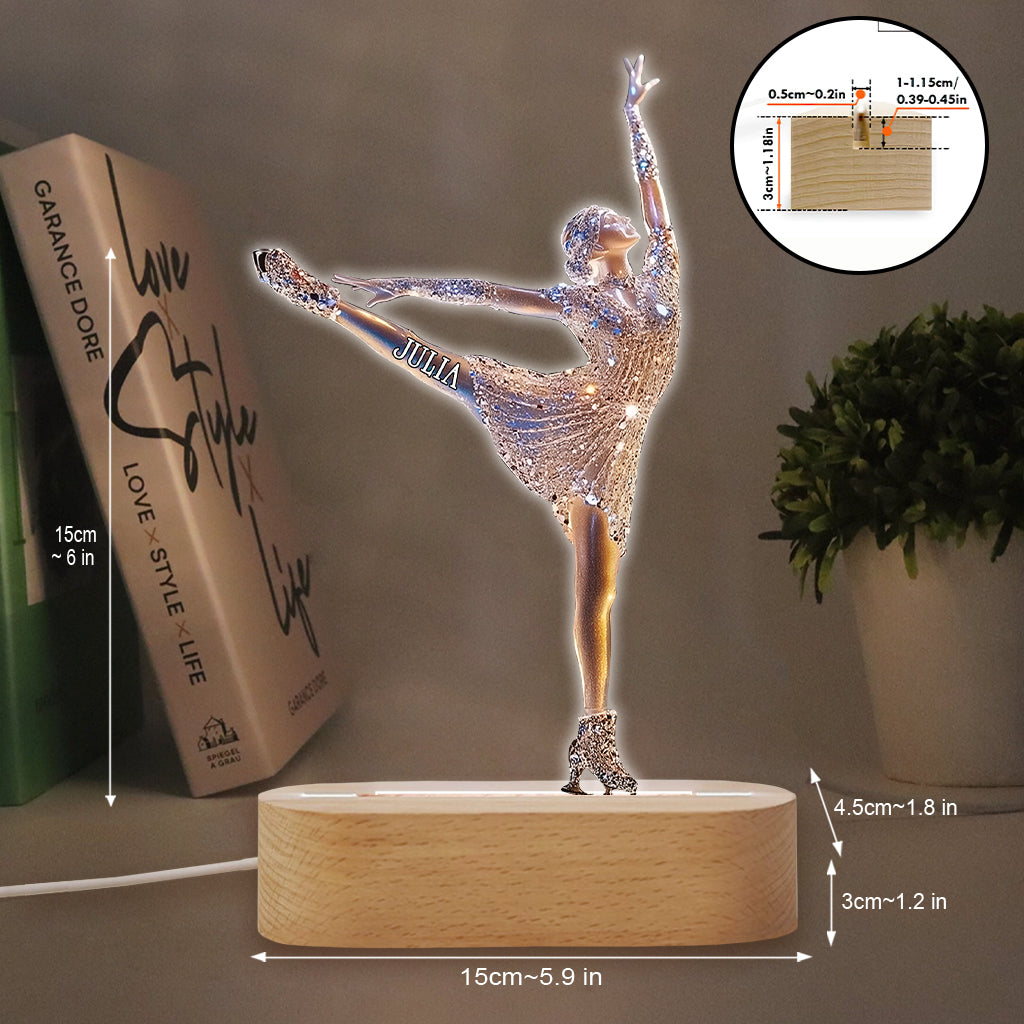 Sparkling Ice Skater - Personalized Ice Skating Shaped Plaque Light Base