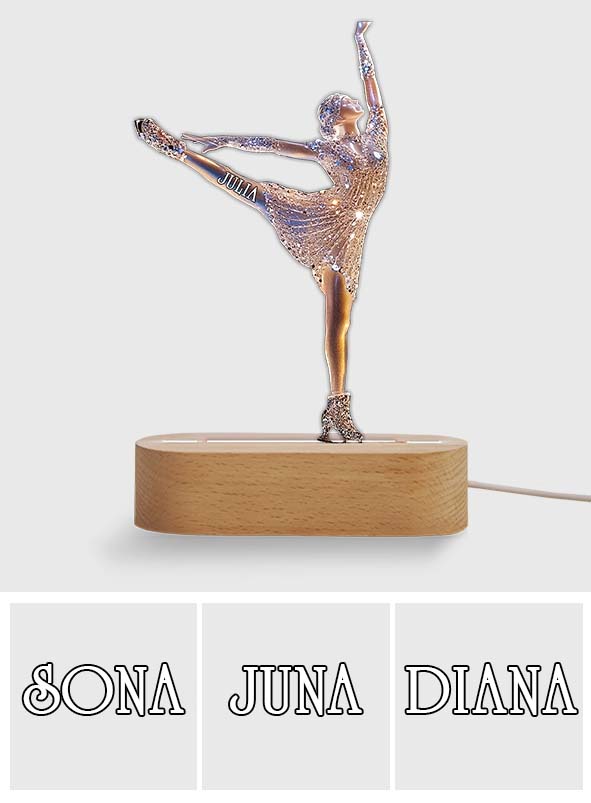 Sparkling Ice Skater - Personalized Ice Skating Shaped Plaque Light Base