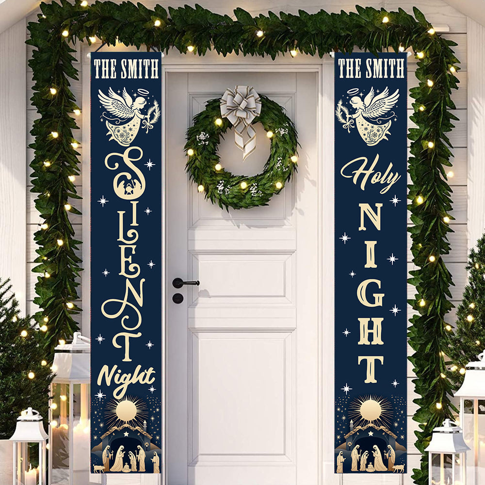 Silent Night Holy Night - Personalized Christian Porch Sign