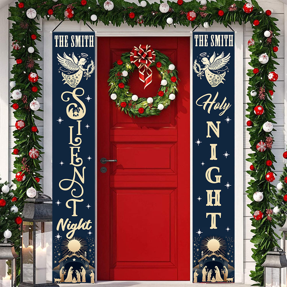 Silent Night Holy Night - Personalized Christian Porch Sign