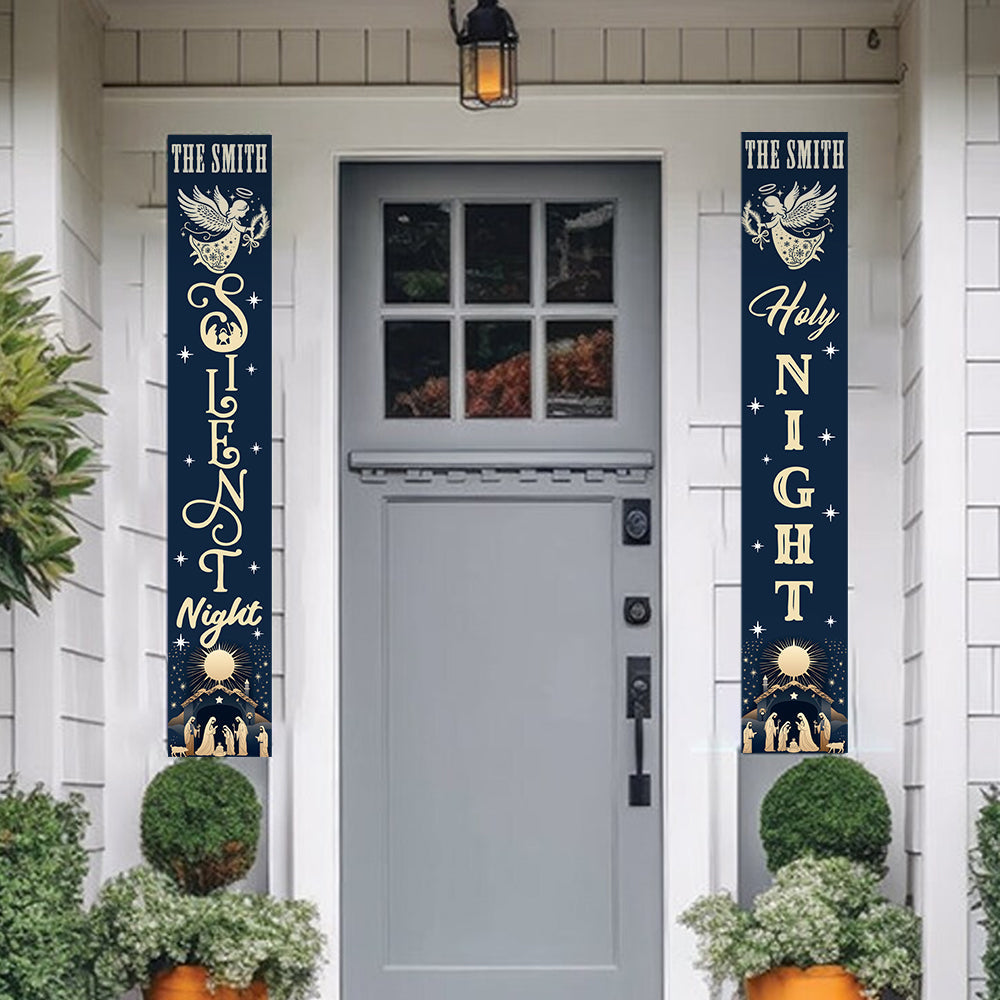 Silent Night Holy Night - Personalized Christian Porch Sign