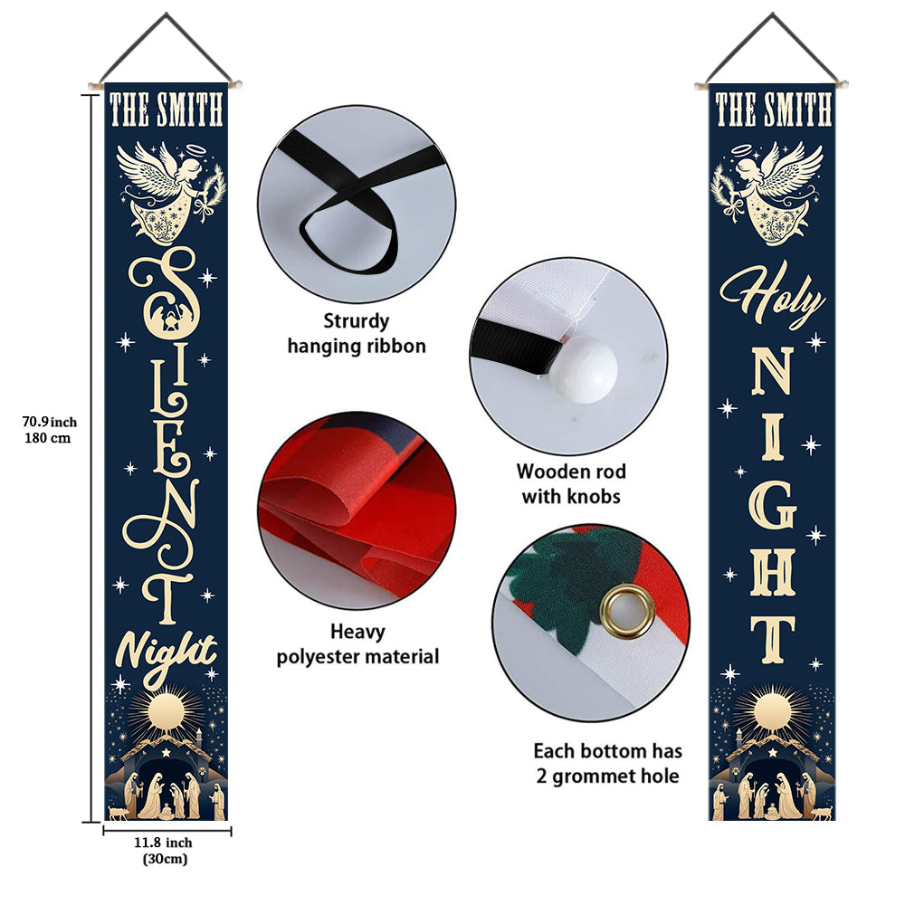 Silent Night Holy Night - Personalized Christian Porch Sign