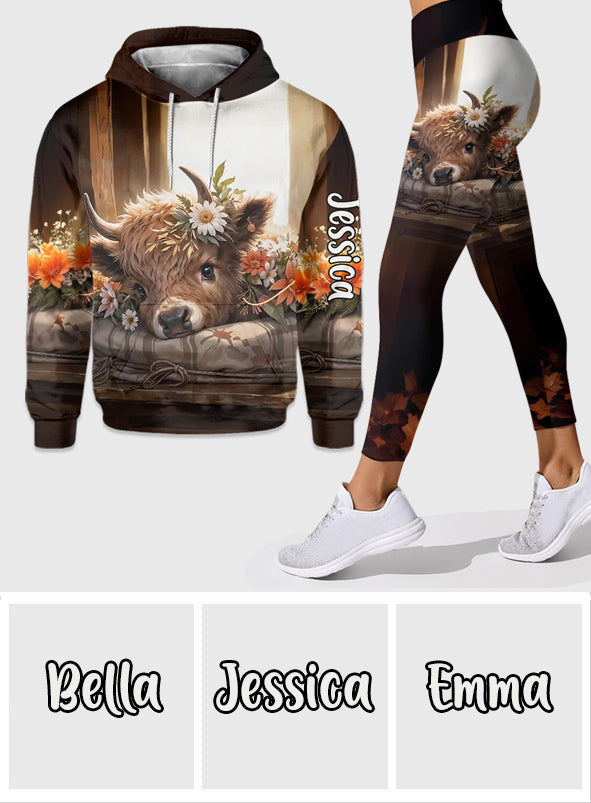Just A Girl Who Loves Highland Cows - Personalized Highland Cow Hoodie and Leggings