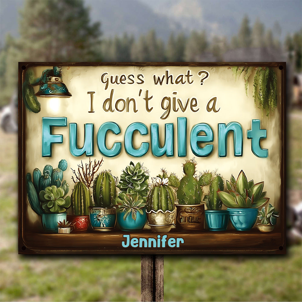 Guess What? - Personalized Gardening Rectangle Metal Sign