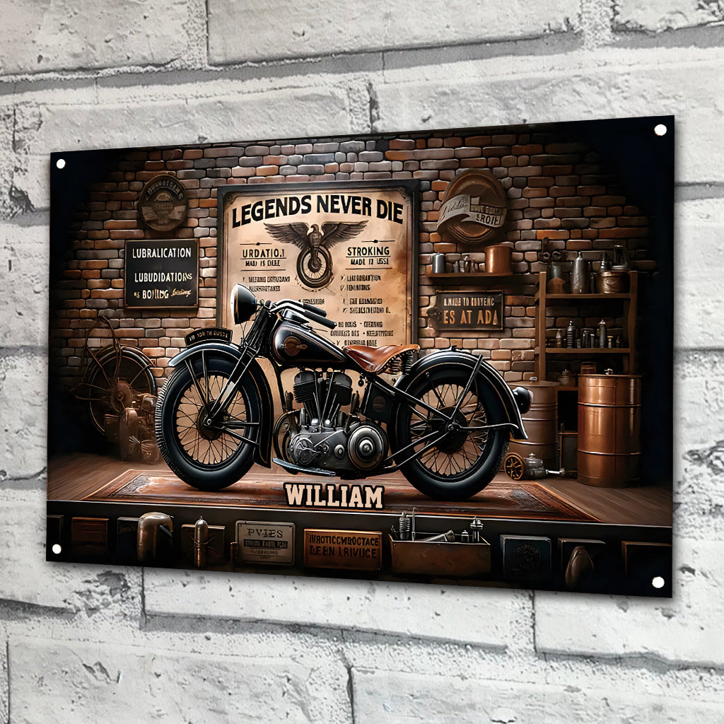 Legens Never Die - Personalized Biker Rectangle Metal Sign