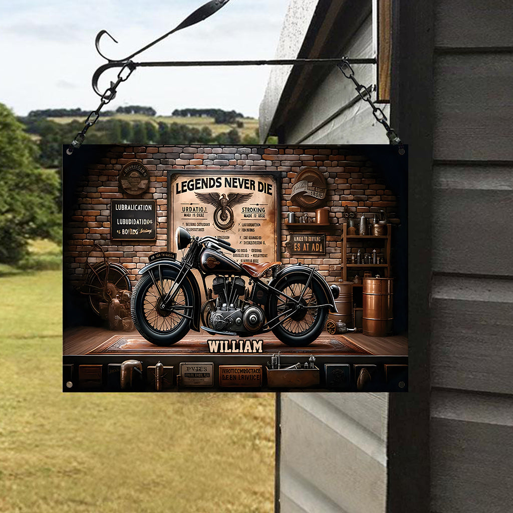 Legens Never Die - Personalized Biker Rectangle Metal Sign