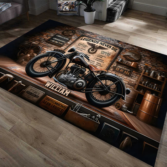 Legens Never Die - Personalized Biker Rug