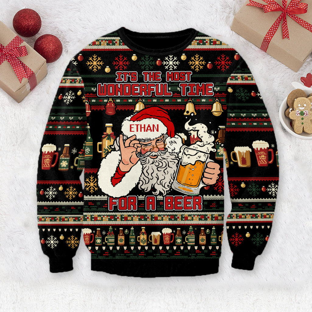 It's The Most Wonderful Time - Personalized Beer Ugly Sweater