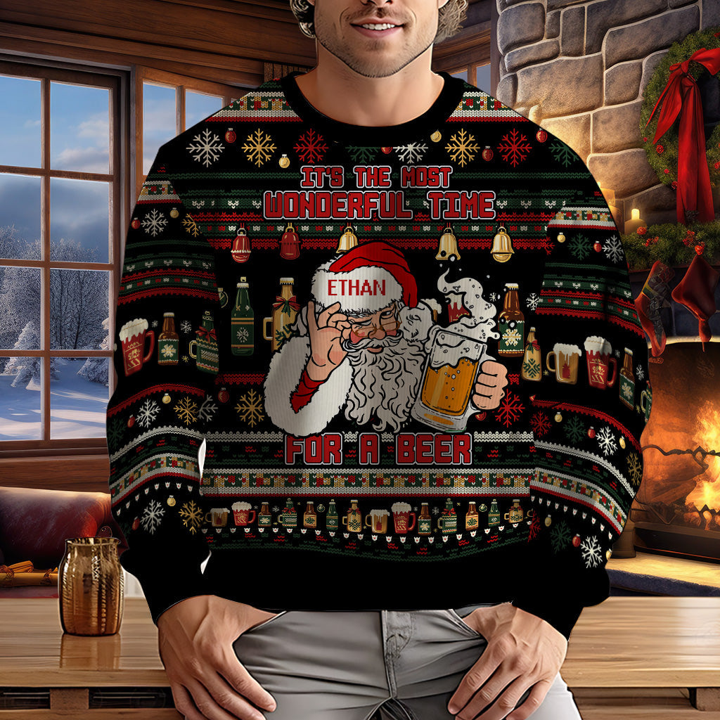 It's The Most Wonderful Time - Personalized Beer Ugly Sweater