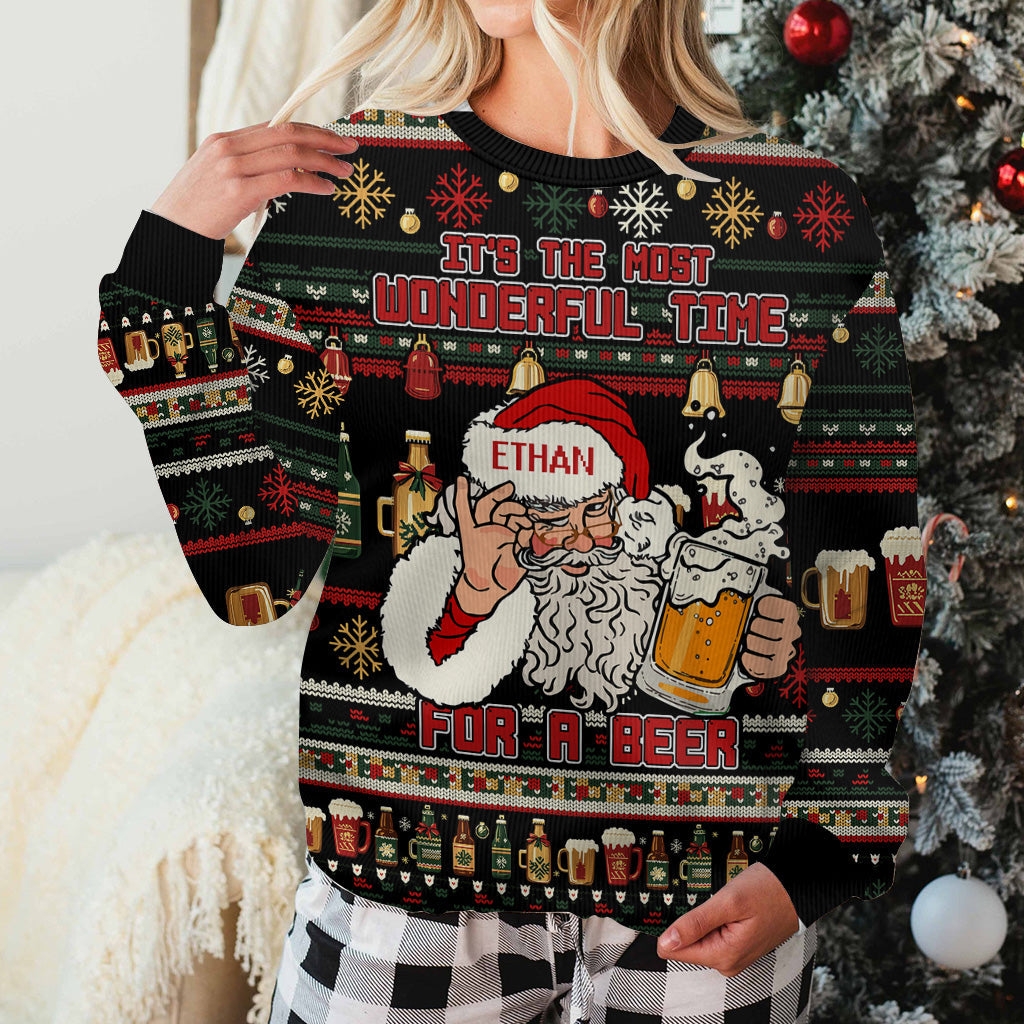 It's The Most Wonderful Time - Personalized Beer Ugly Sweater
