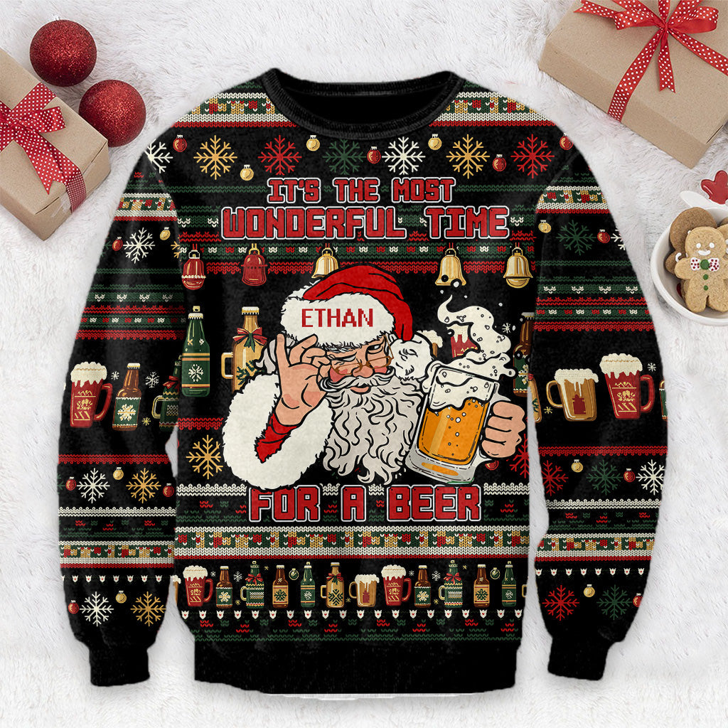 It's The Most Wonderful Time - Personalized Beer Ugly Sweater